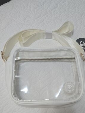 Clear White Crossbody Bag with Ivory Strap